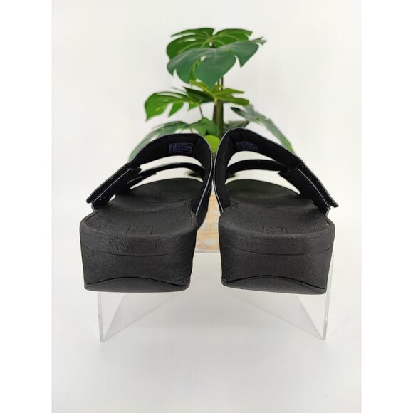 Fitflop Women's MIna Black Textured Glitz Slide Sandals Size 10 US - Picture 3 of 8